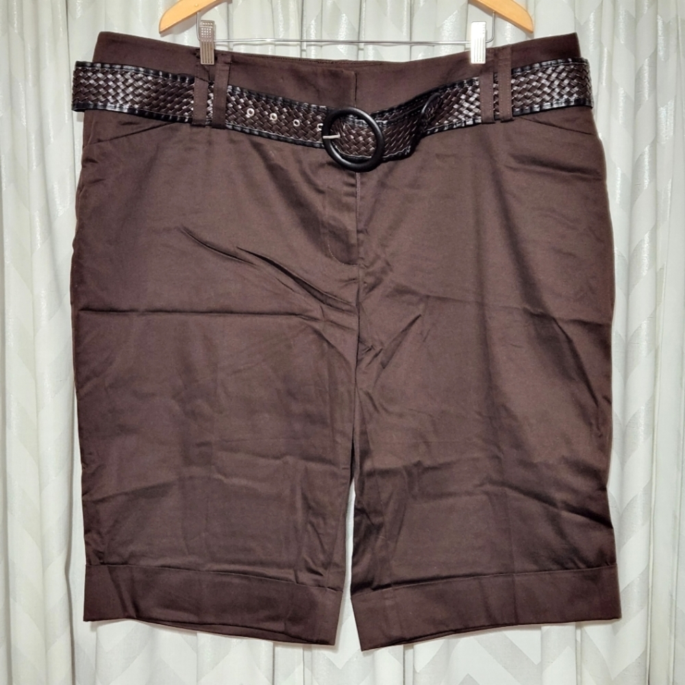 Apt.9 Bermuda Satin Shorts with Belt